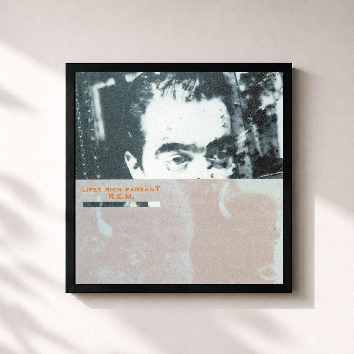 #noir Tableau carré de l'album Lifes Rich Pageant de R.E.M., cadre noir 32x32 cm