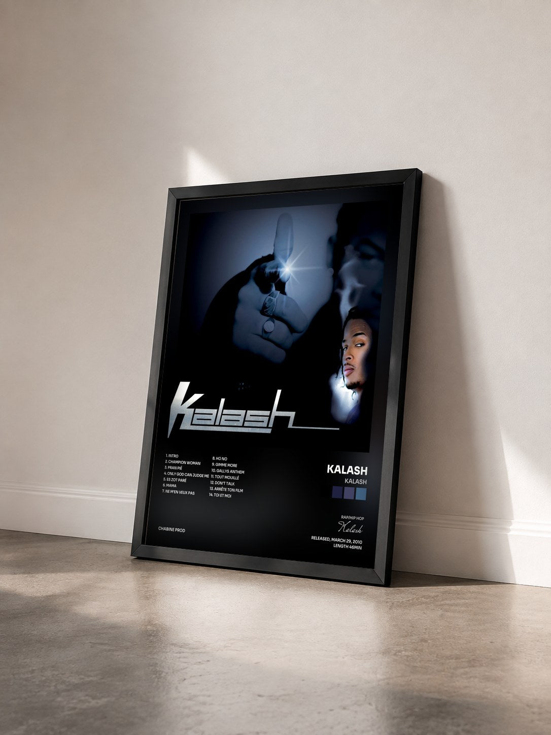 #noir Kalash by Kalash as a framed art print seen at an angle, black frame