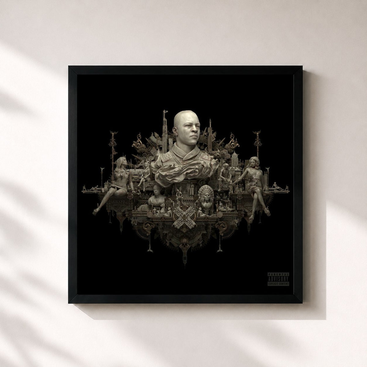 #noir DIME TRAP by T.I. as a square framed art print, black 32x32 cm frame