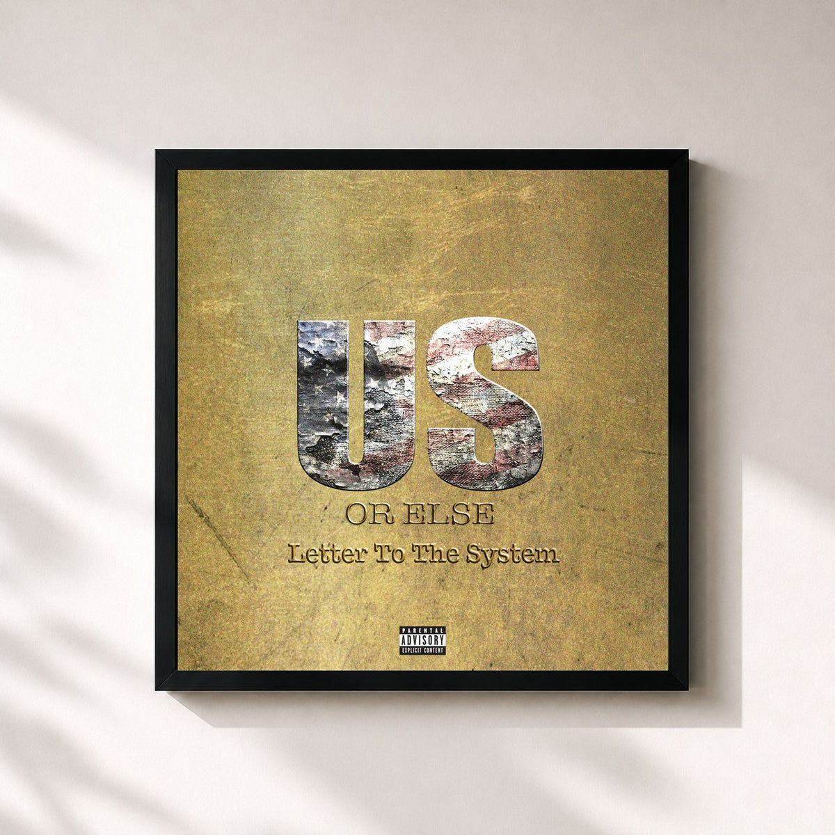 #noir Us Or Else: Letter To The System by T.I. as a square framed art print, black 32x32 cm frame