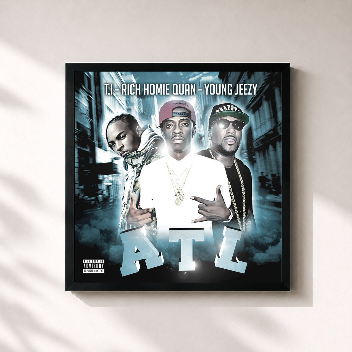 #noir ATL by T.I. as a square framed art print, black 32x32 cm frame