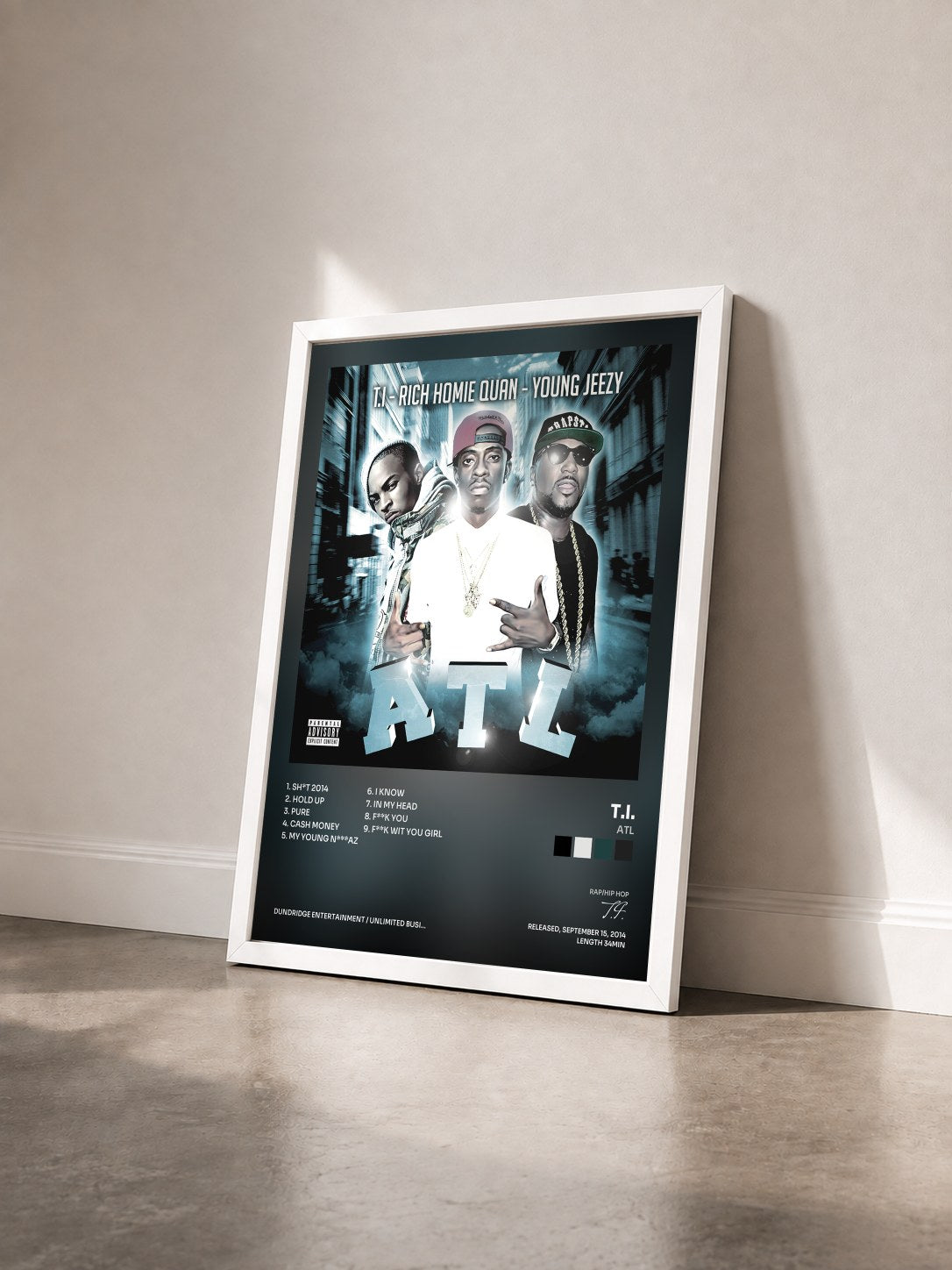 #blanc ATL by T.I. as a framed art print seen at an angle, white frame