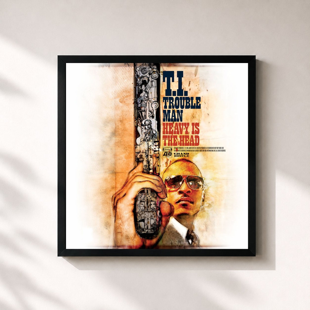 #noir Trouble Man: Heavy is the Head by T.I. as a square framed art print, black 32x32 cm frame