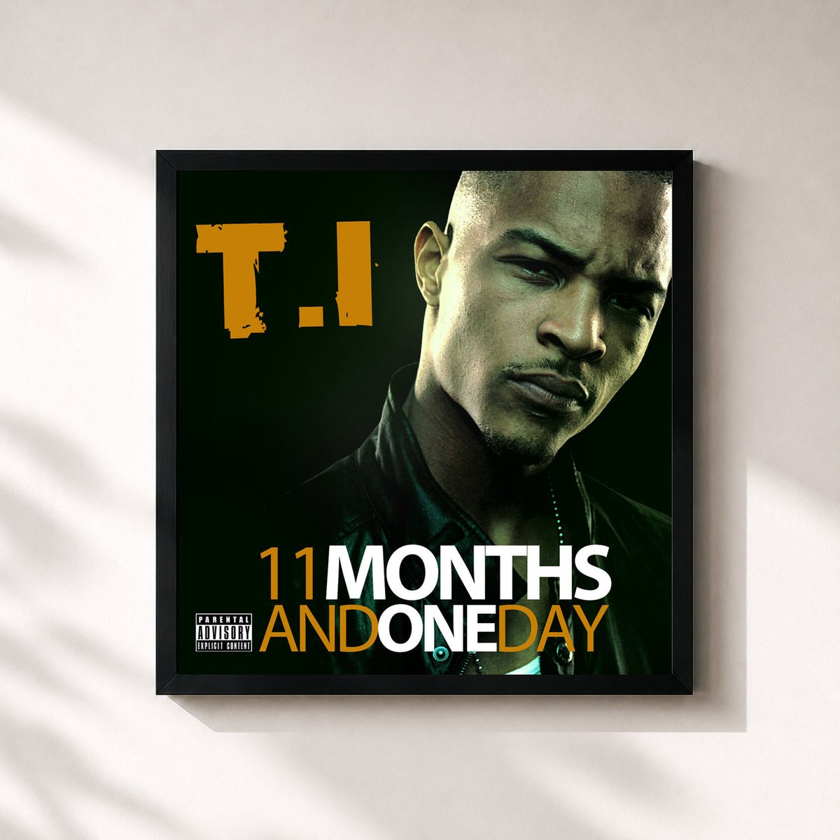 #noir 11 Months and One Day by T.I. as a square framed art print, black 32x32 cm frame