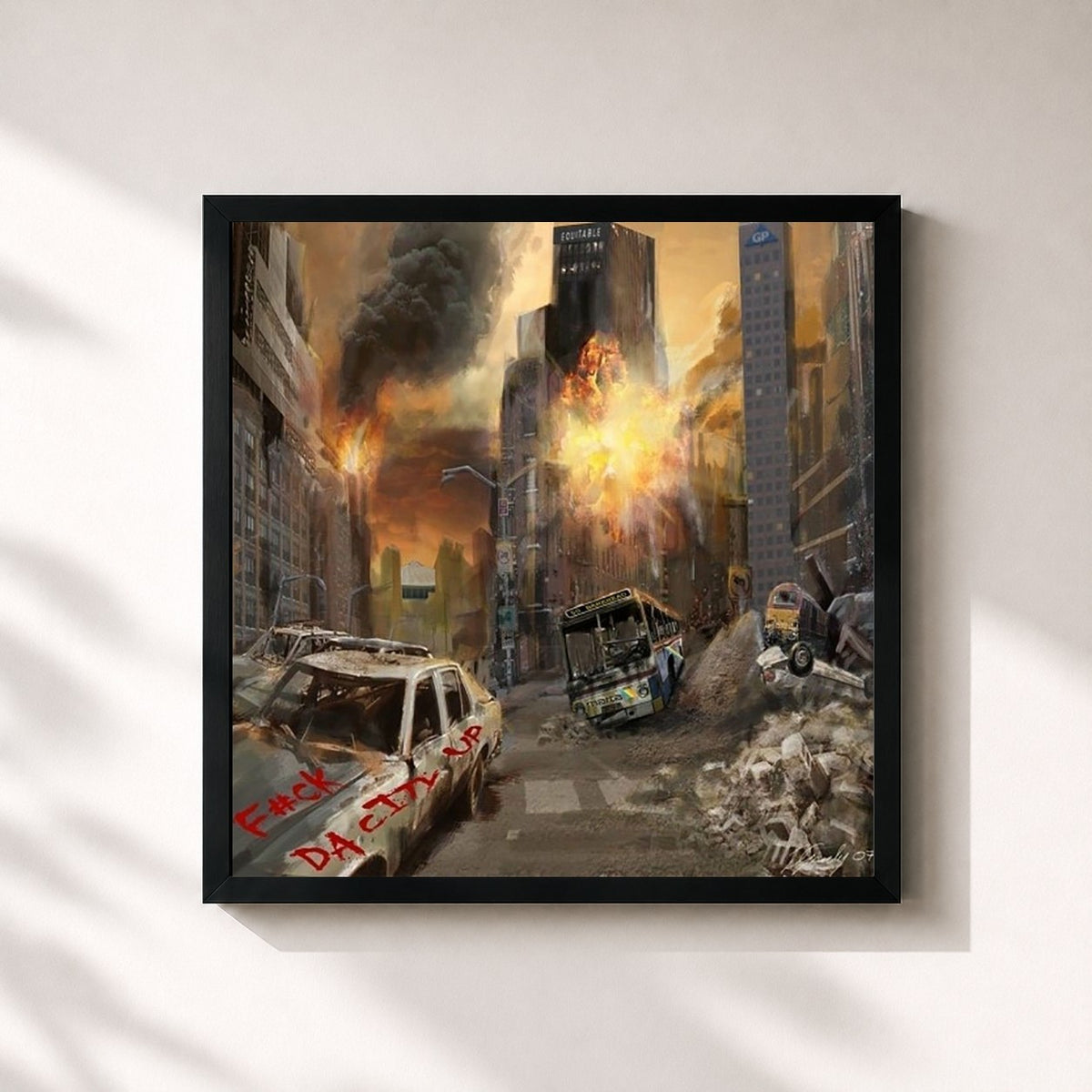 #noir F*ck Da City Up by T.I. as a square framed art print, black 32x32 cm frame