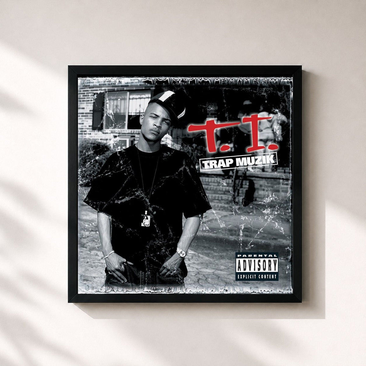 #noir Trap Muzik by T.I. as a square framed art print, black 32x32 cm frame