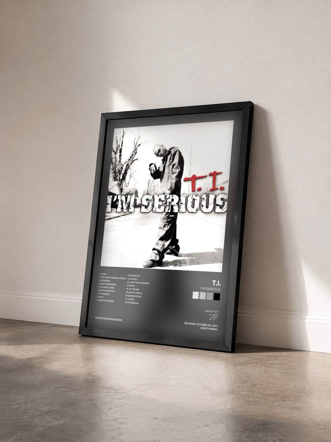 #noir Tableau de l'album I'm Serious de T.I. vu de trois quarts, cadre noir