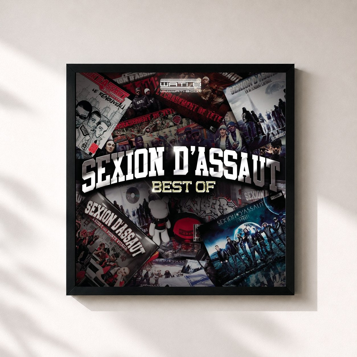 #noir Tableau carré de l'album Best of de Sexion d'Assaut, cadre noir 32x32 cm