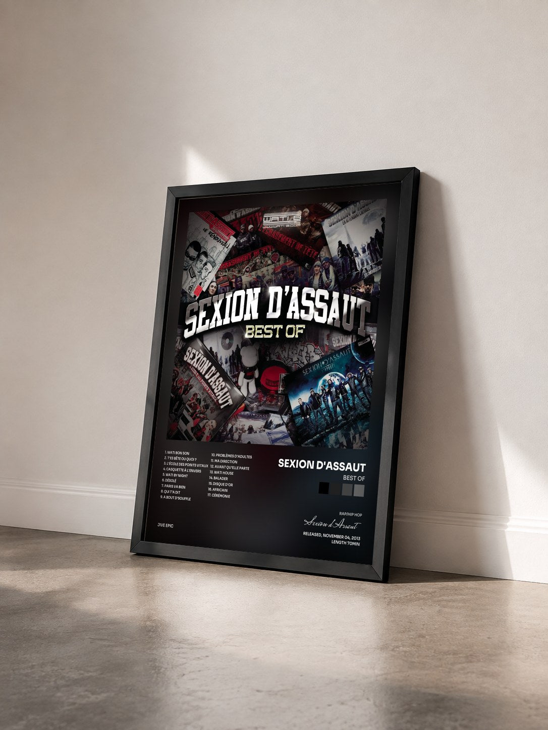 #noir Tableau de l'album Best of de Sexion d'Assaut vu de trois quarts, cadre noir