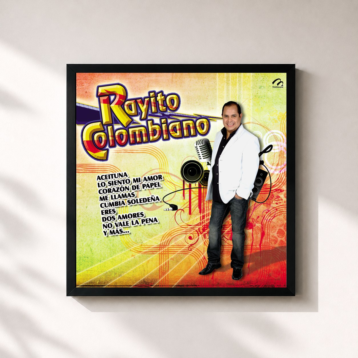 #noir Tableau carré de l'album Rayito Colombiano de Rayito Colombiano, cadre noir 32x32 cm