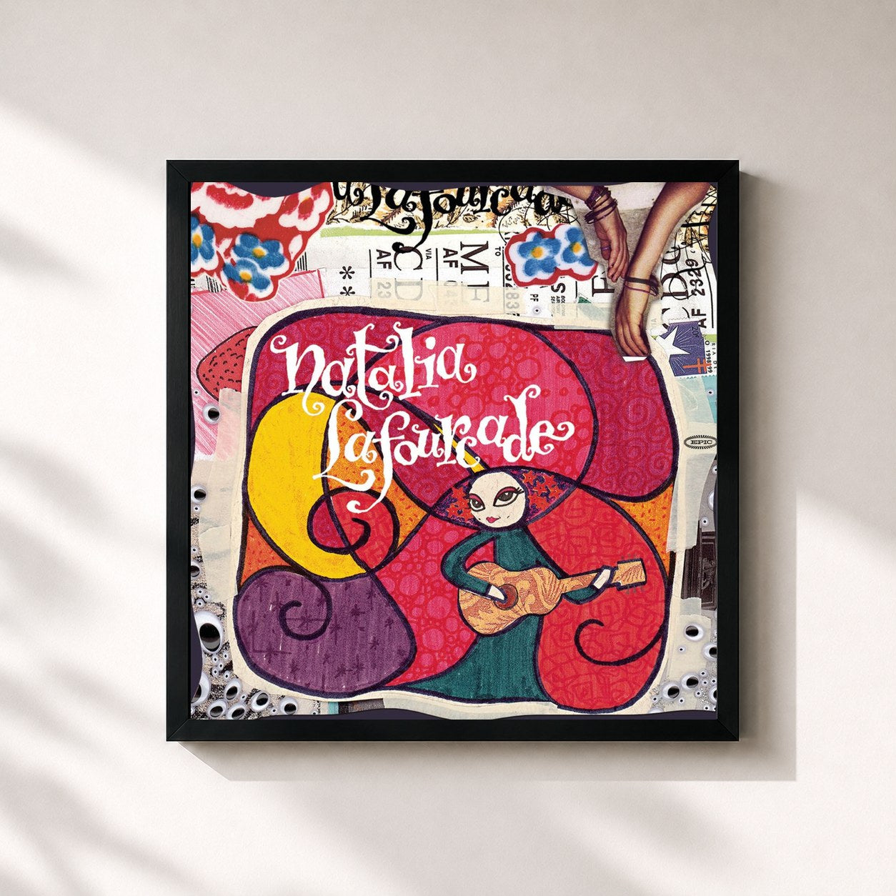 #noir Tableau carré de l'album Natalia Lafourcade de Natalia Lafourcade, cadre noir 32x32 cm