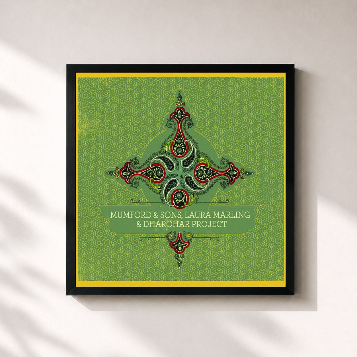 #noir Tableau carré de l'album Mumford & Sons, Laura Marling & Dharohar Project de Mumford & Sons, cadre noir 32x32 cm