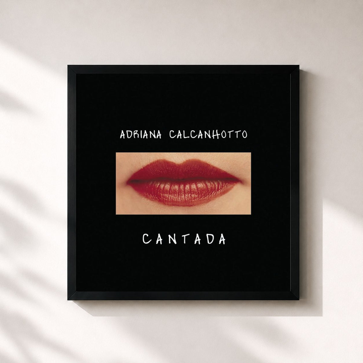 #noir Tableau carré de l'album Cantada de Adriana Calcanhotto, cadre noir 32x32 cm