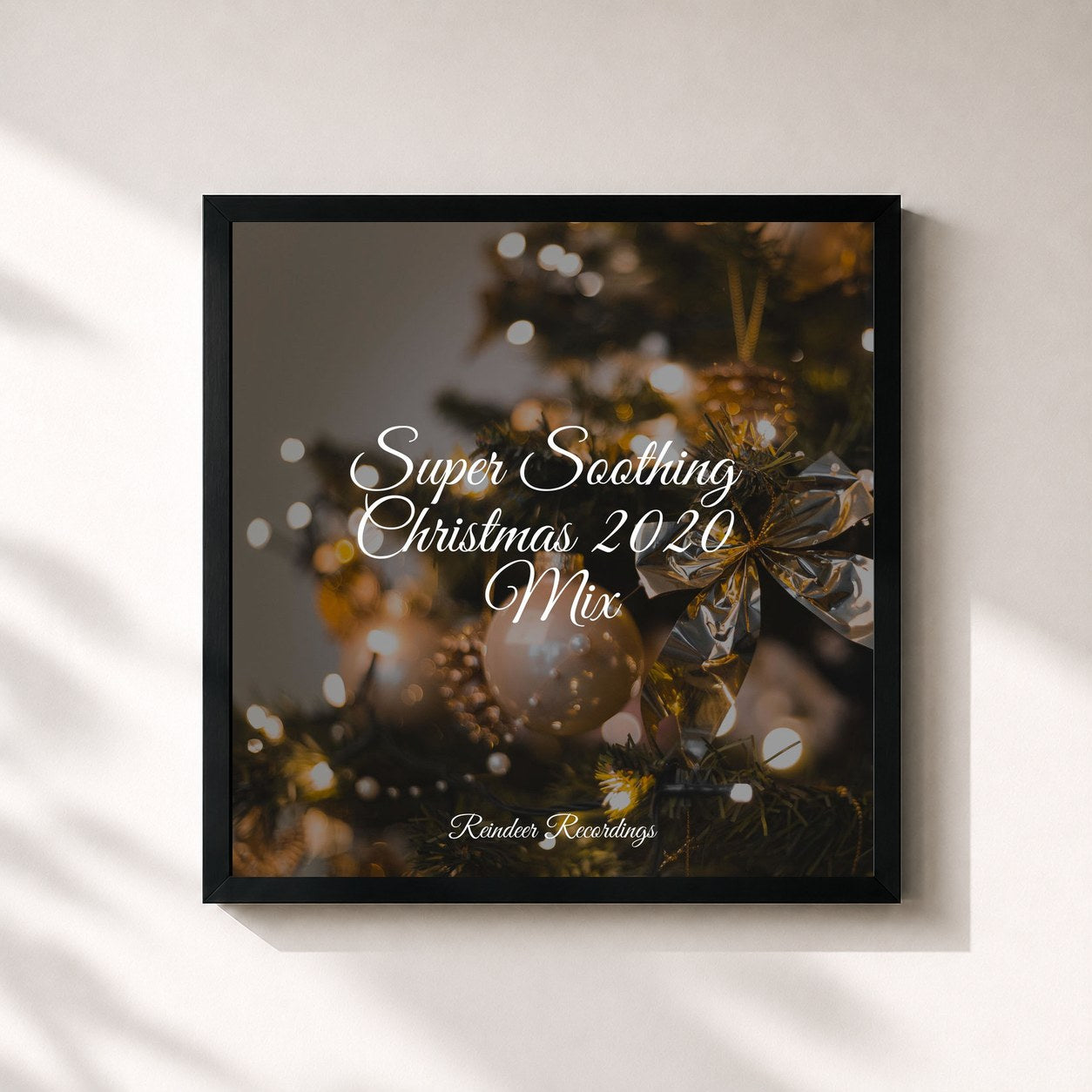 #noir Tableau carré de l'album Super Soothing Christmas 2020 Mix de Canciones De Navidad, cadre noir 32x32 cm
