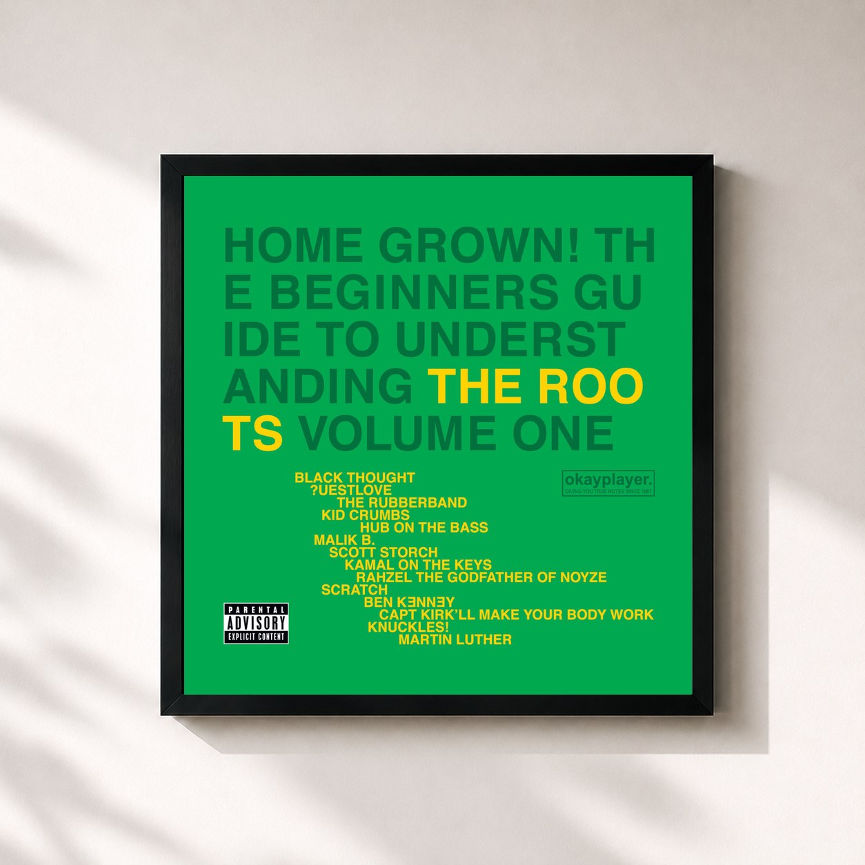 #noir Tableau carré de l'album Home Grown! The Beginner's Guide To Understanding The Roots (Vol.1) de The Roots, cadre noir 32x32 cm