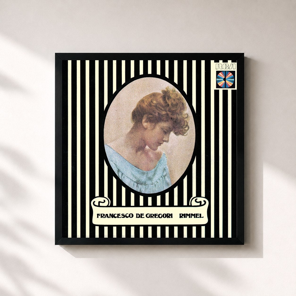 #noir Tableau carré de l'album Rimmel de Francesco De Gregori, cadre noir 32x32 cm