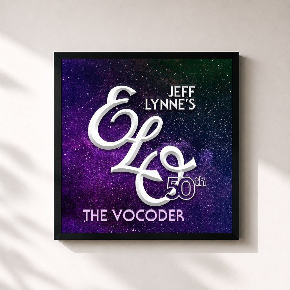 #noir Tableau carré de l'album Vocoder de Electric Light Orchestra, cadre noir 32x32 cm