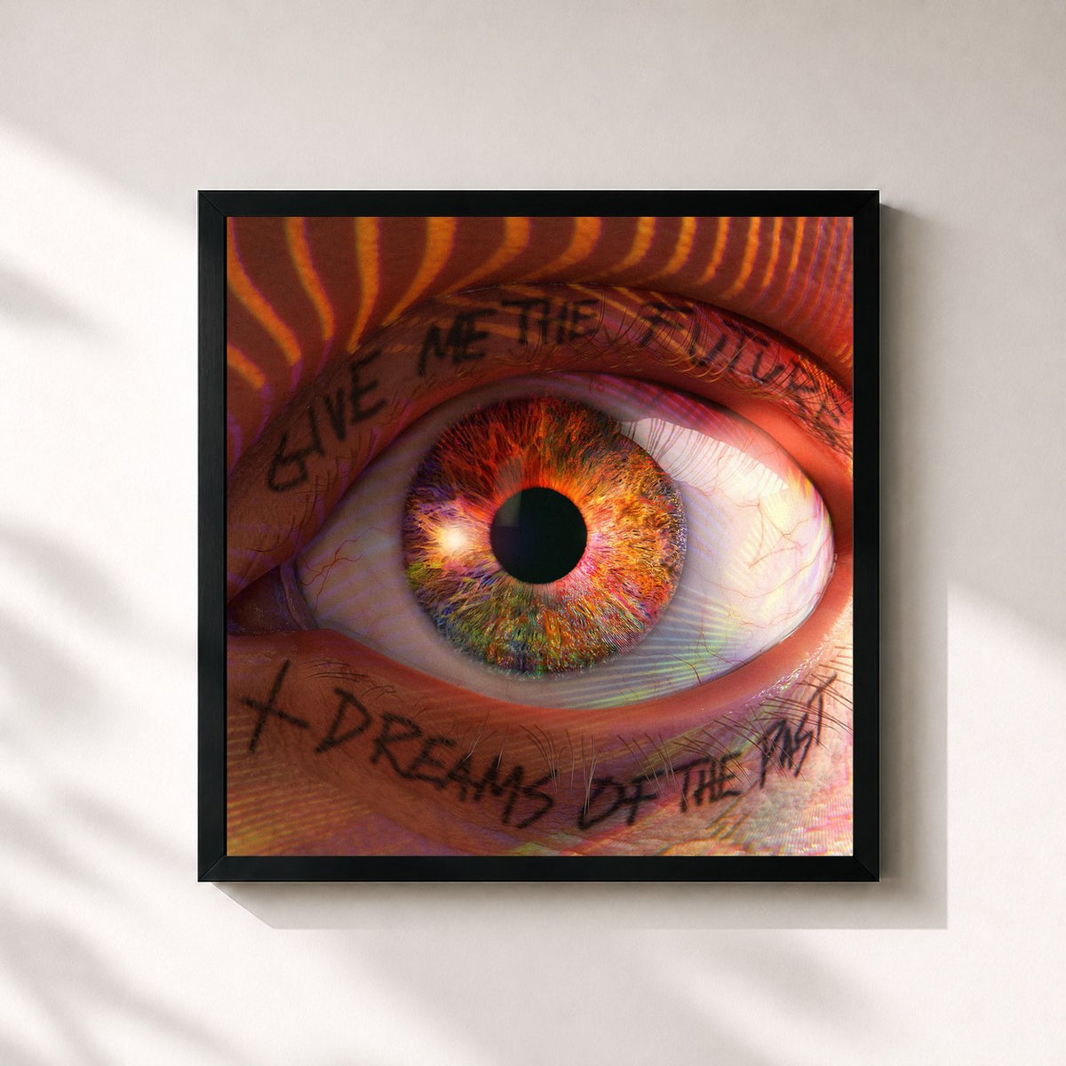 #noir Give Me The Future + Dreams Of The Past von Bastille als quadratischer Kunstdruck, schwarzer Rahmen 32x32 cm