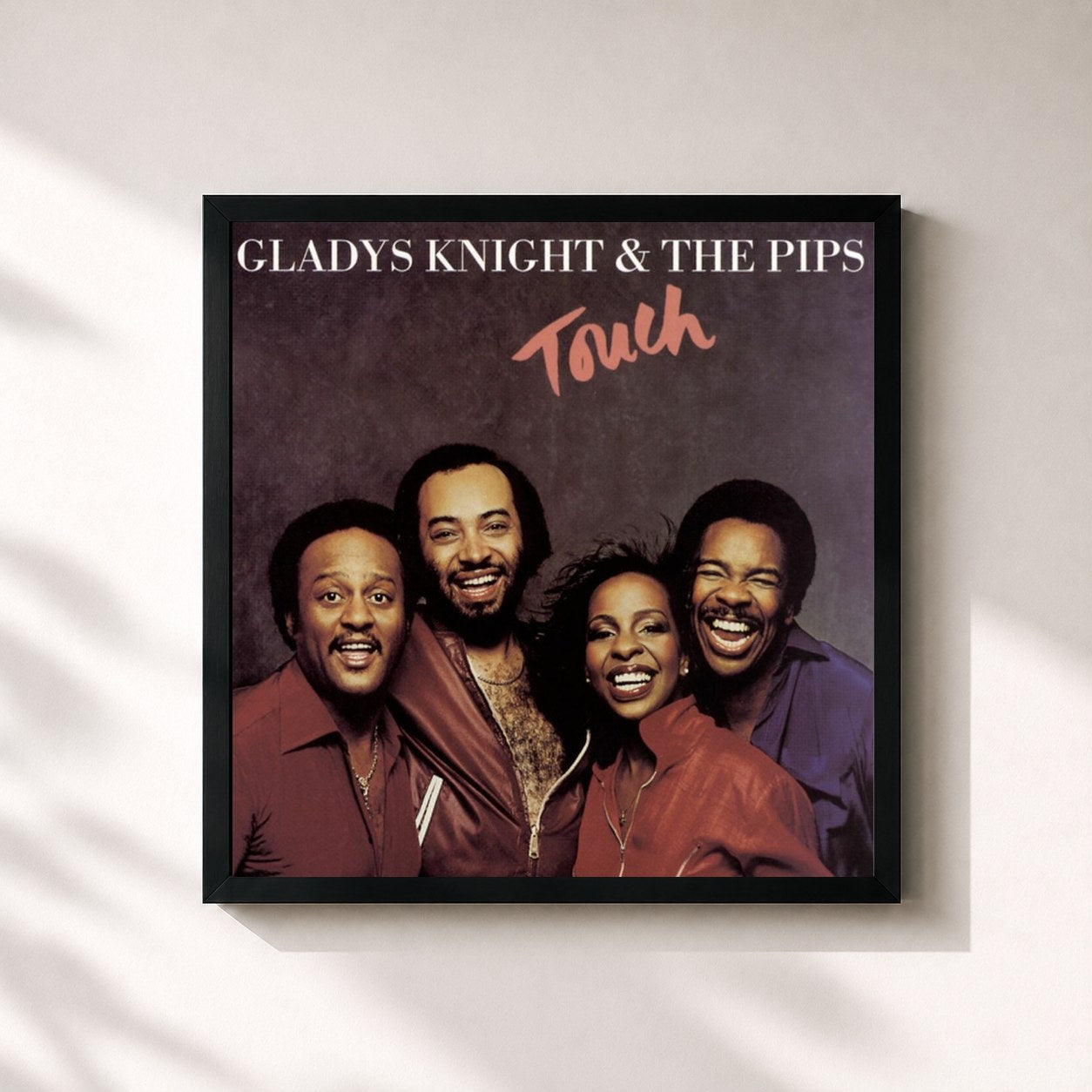 #noir Tableau carré de l'album Touch de Gladys Knight & The Pips, cadre noir 32x32 cm