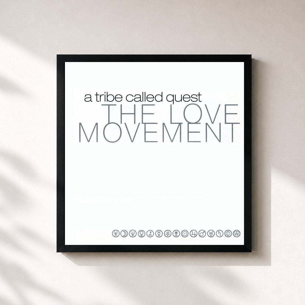 #noir Tableau carré de l'album The Love Movement de A Tribe Called Quest, cadre noir 32x32 cm