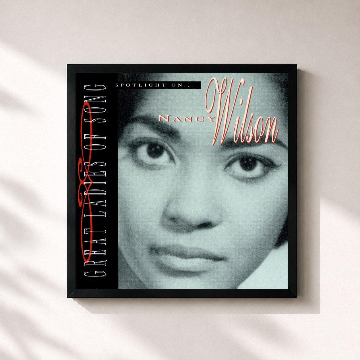 #noir Tableau carré de l'album Great Ladies Of Song / Spotlight On Nancy Wilson de Nancy Wilson, cadre noir 32x32 cm