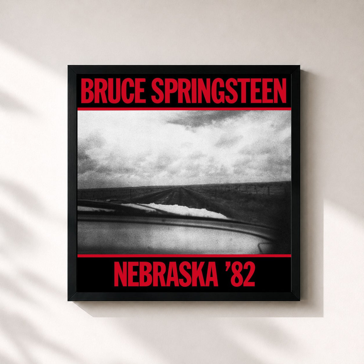 #noir Tableau carré de l'album Nebraska '82: Expanded Edition de Bruce Springsteen, cadre noir 32x32 cm