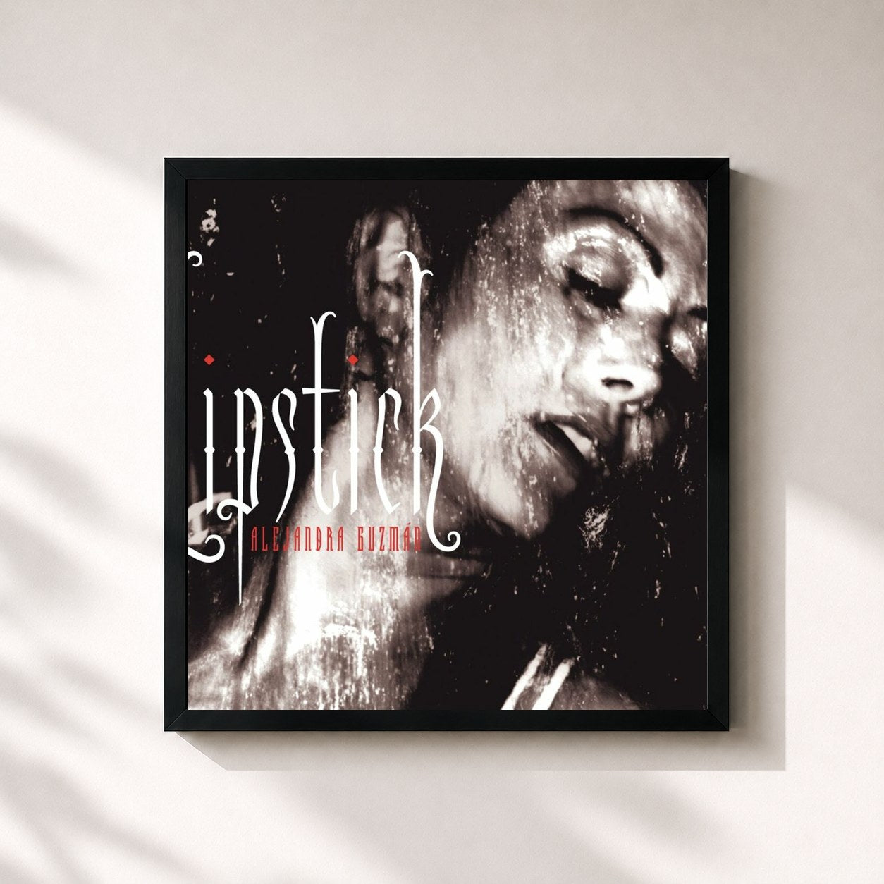#noir Tableau carré de l'album Lipstick de Alejandra Guzmán, cadre noir 32x32 cm