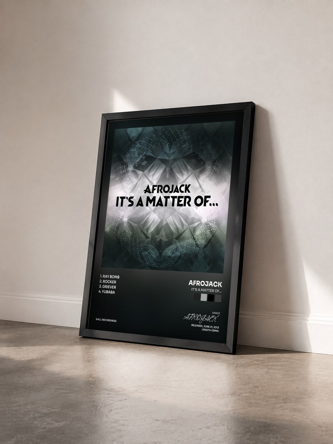 #noir Tableau de l'album It's A Matter Of... de AFROJACK vu de trois quarts, cadre noir