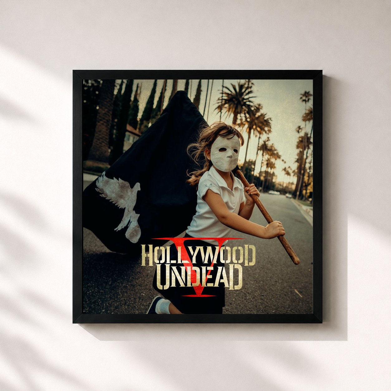 #noir Tableau carré de l'album Five de Hollywood Undead, cadre noir 32x32 cm