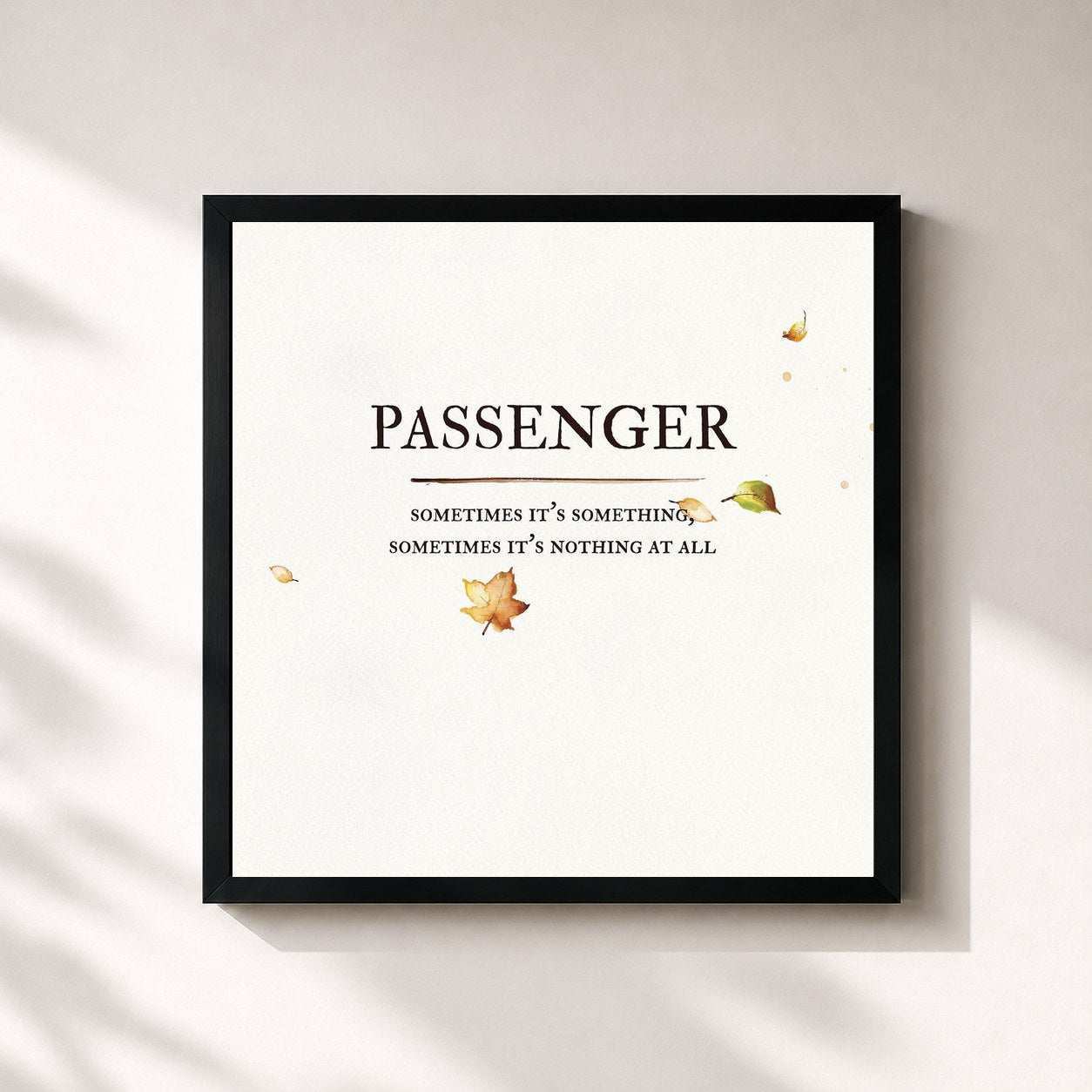#noir Tableau carré de l'album Sometimes It's Something, Sometimes It's Nothing at All de Passenger, cadre noir 32x32 cm