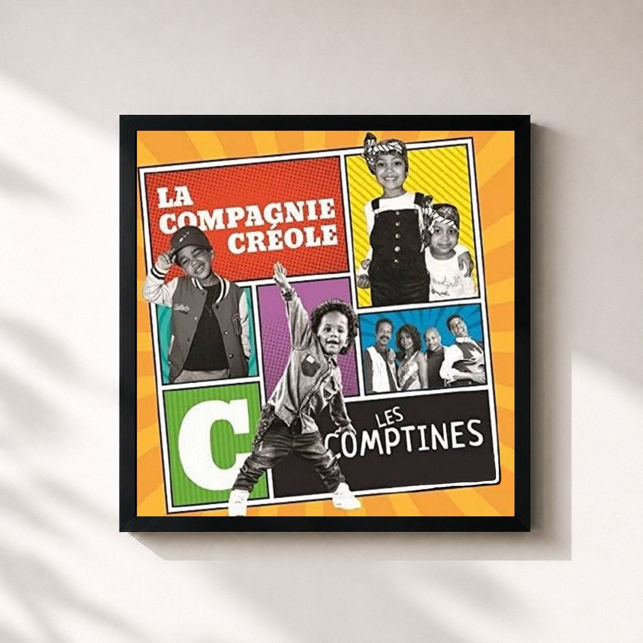 #noir Tableau carré de l'album Les Comptines De La Compagnie Créole de La Compagnie Créole, cadre noir 32x32 cm