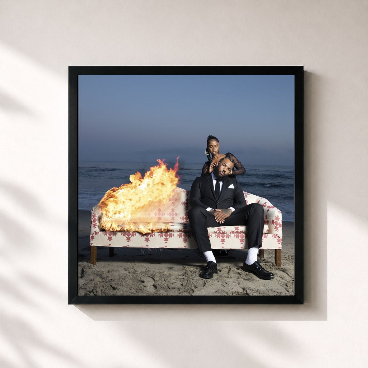 #noir Tableau carré de l'album DRILLMATIC Heart vs. Mind de The Game, cadre noir 32x32 cm