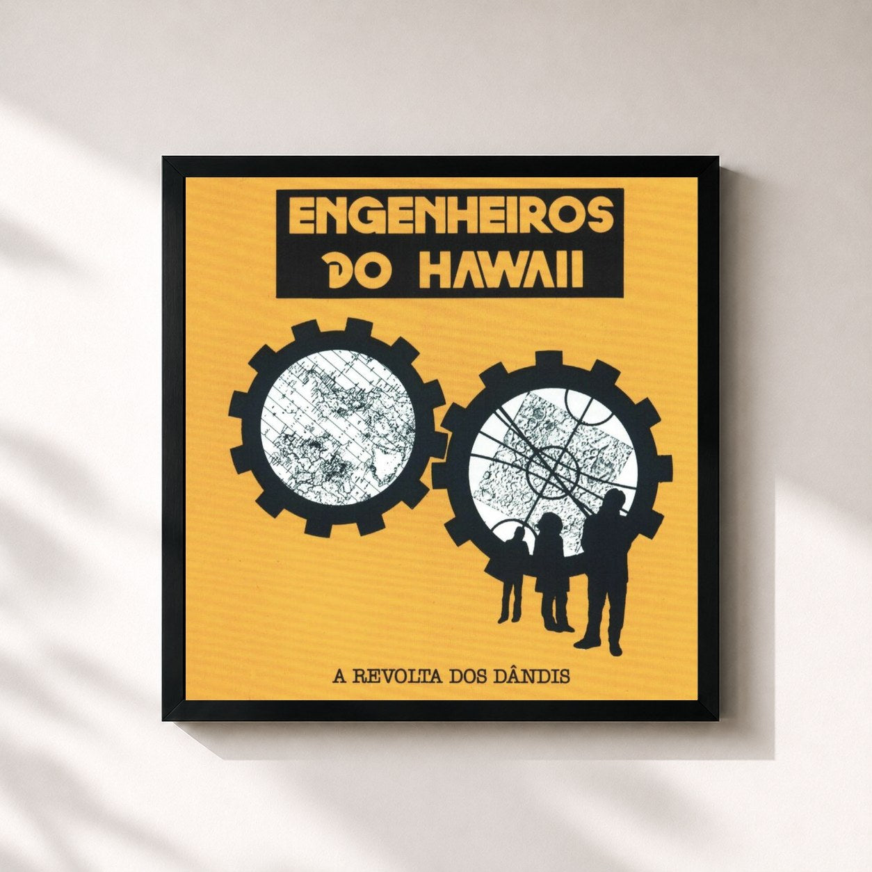 #noir Tableau carré de l'album A Revolta Dos Dandis de Engenheiros do Hawaii, cadre noir 32x32 cm