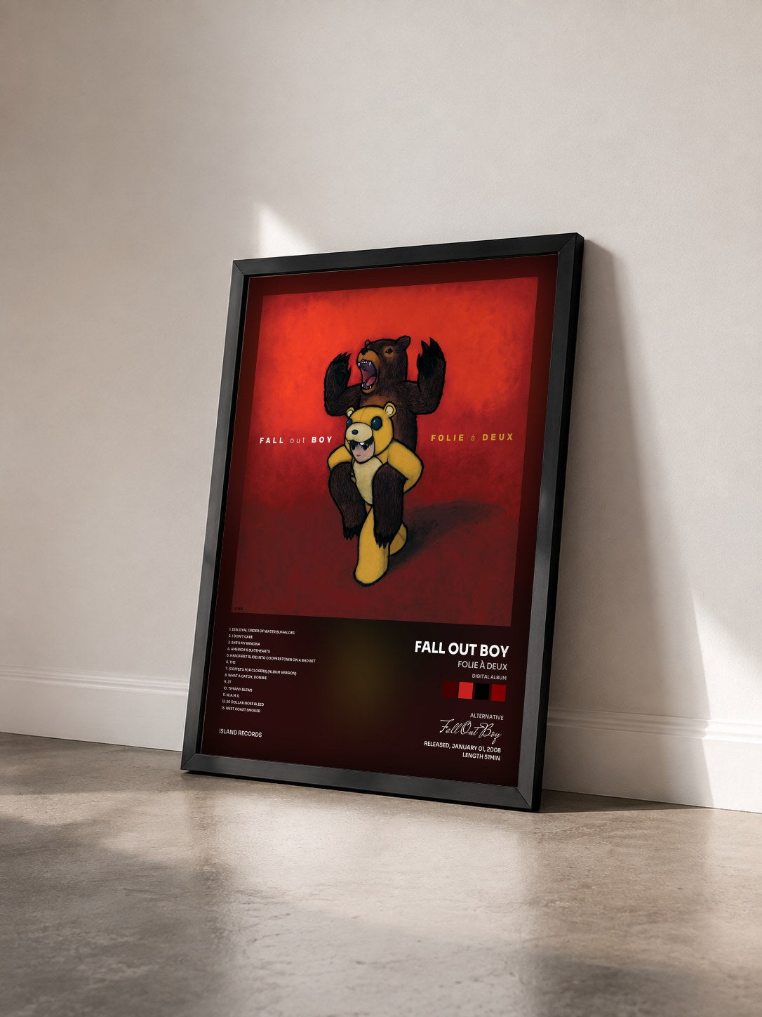 #noir Folie à Deux (Digital Album) by Fall Out Boy as a framed art print seen at an angle, black frame