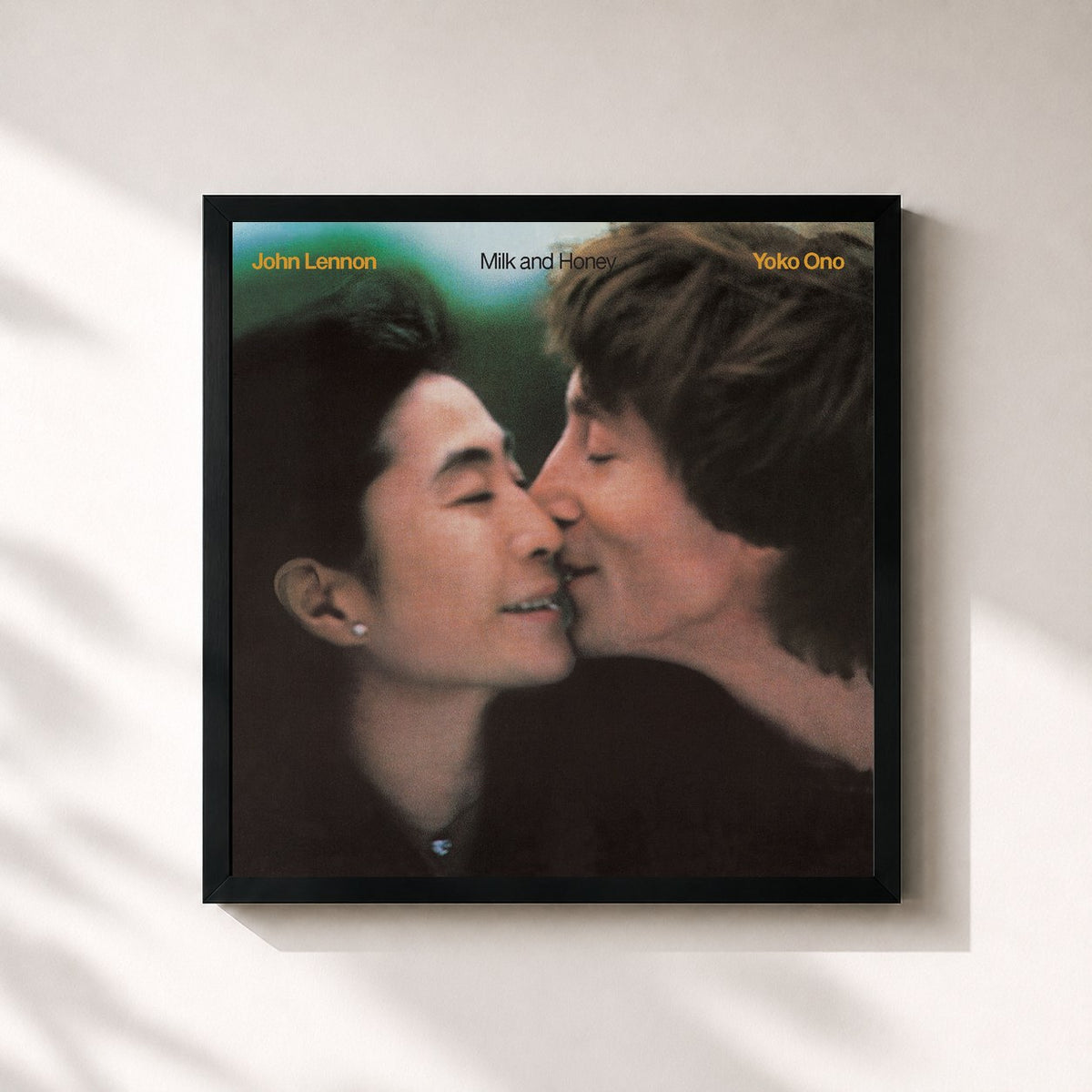 #noir Tableau carré de l'album Milk And Honey de John Lennon, cadre noir 32x32 cm