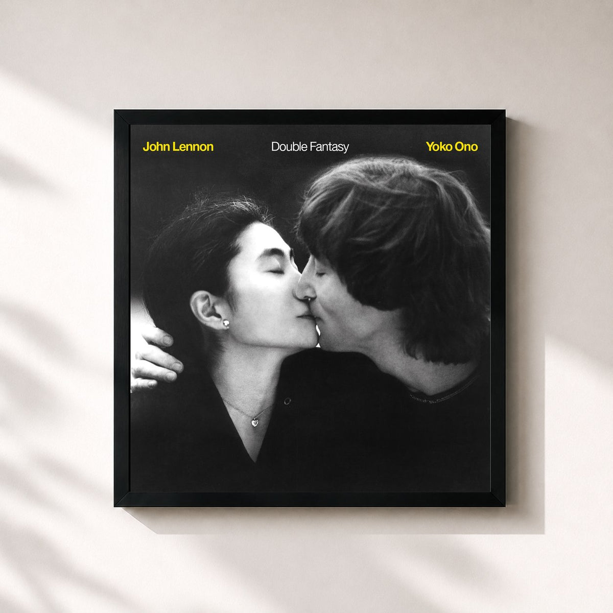 #noir Tableau carré de l'album Double Fantasy de John Lennon, cadre noir 32x32 cm