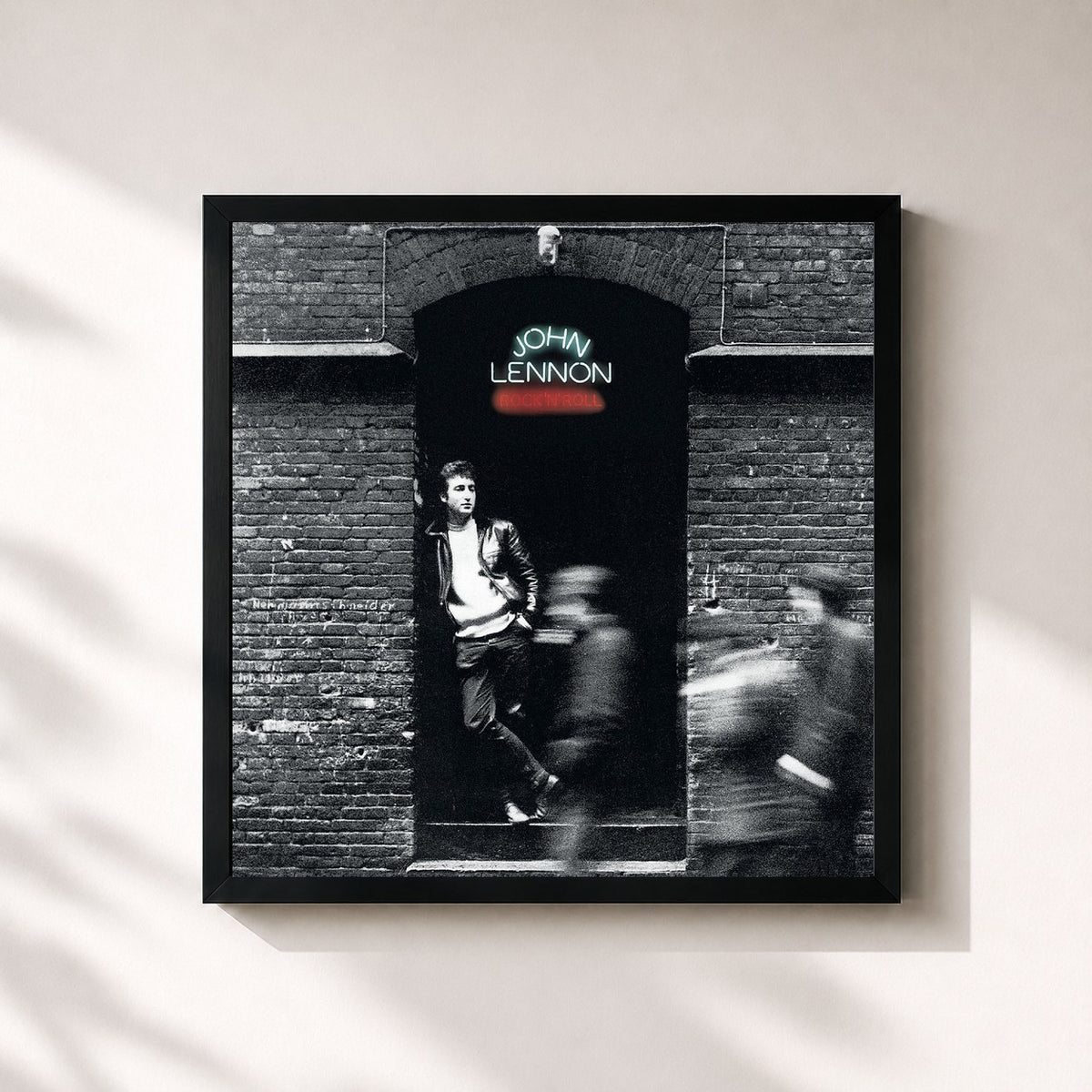#noir Tableau carré de l'album Rock 'N' Roll de John Lennon, cadre noir 32x32 cm