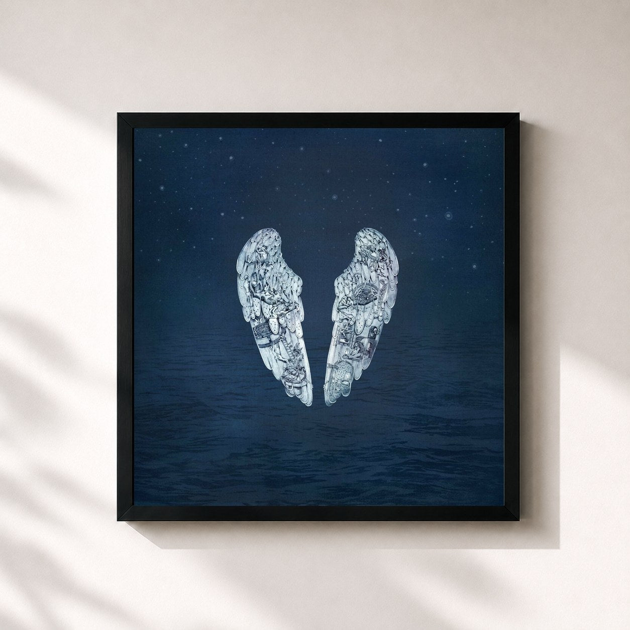 #noir Ghost Stories di Coldplay in stampa quadrata incorniciata, cornice nera 32x32 cm