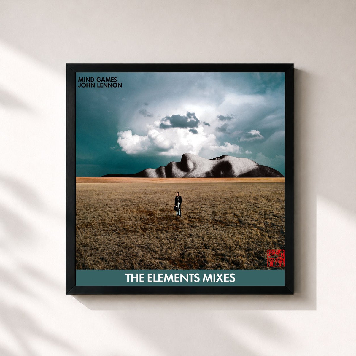 #noir Tableau carré de l'album Mind Games (The Elements Mixes) de John Lennon, cadre noir 32x32 cm