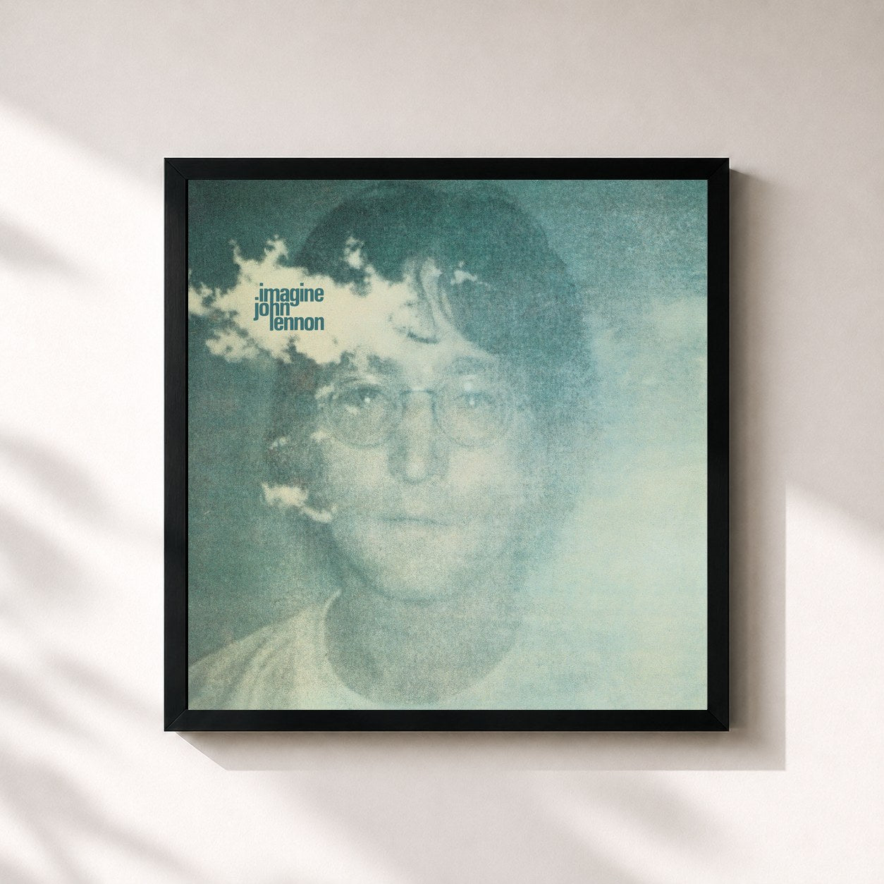#noir Tableau carré de l'album Imagine de John Lennon, cadre noir 32x32 cm