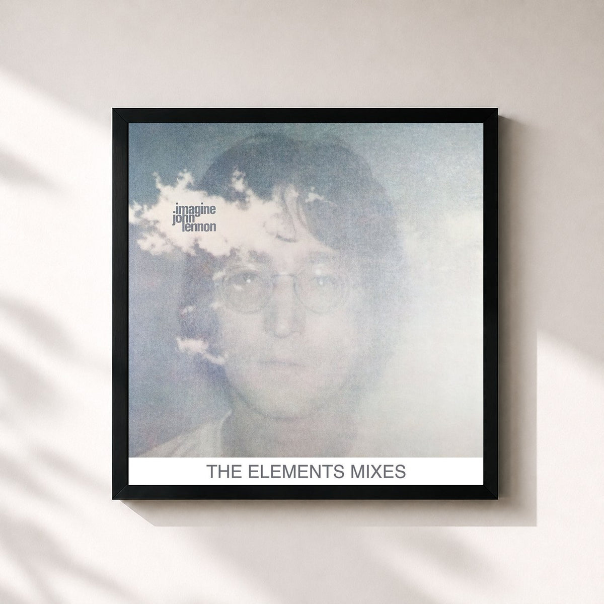 #noir Tableau carré de l'album Imagine (The Elements Mixes) de John Lennon, cadre noir 32x32 cm