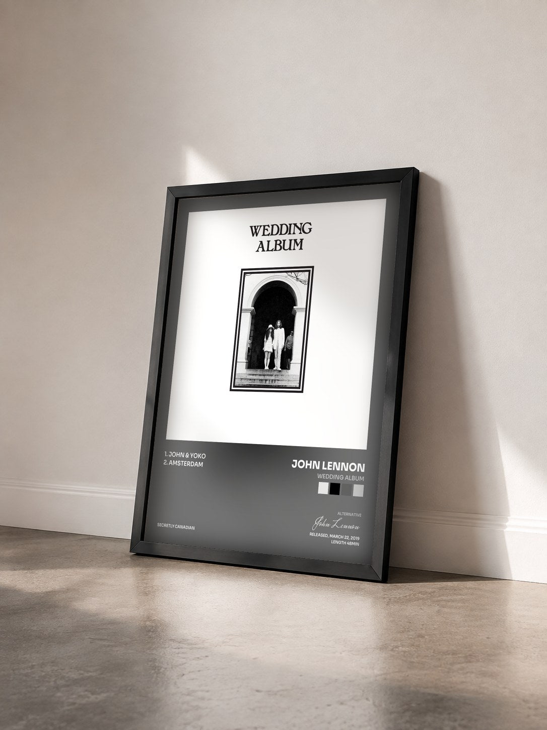 #noir Tableau de l'album Wedding Album de John Lennon vu de trois quarts, cadre noir