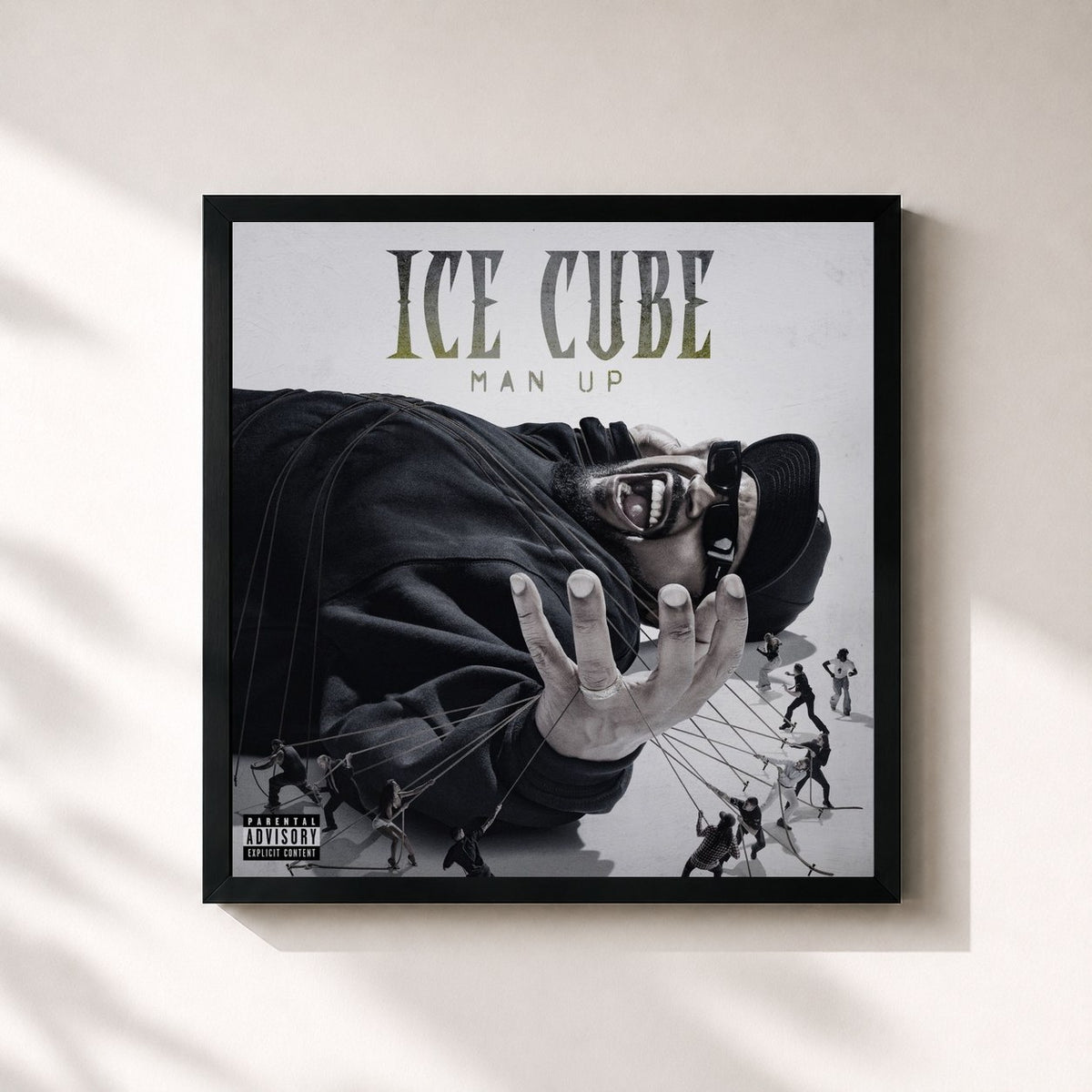 #noir Tableau carré de l'album Man Up de Ice Cube, cadre noir 32x32 cm