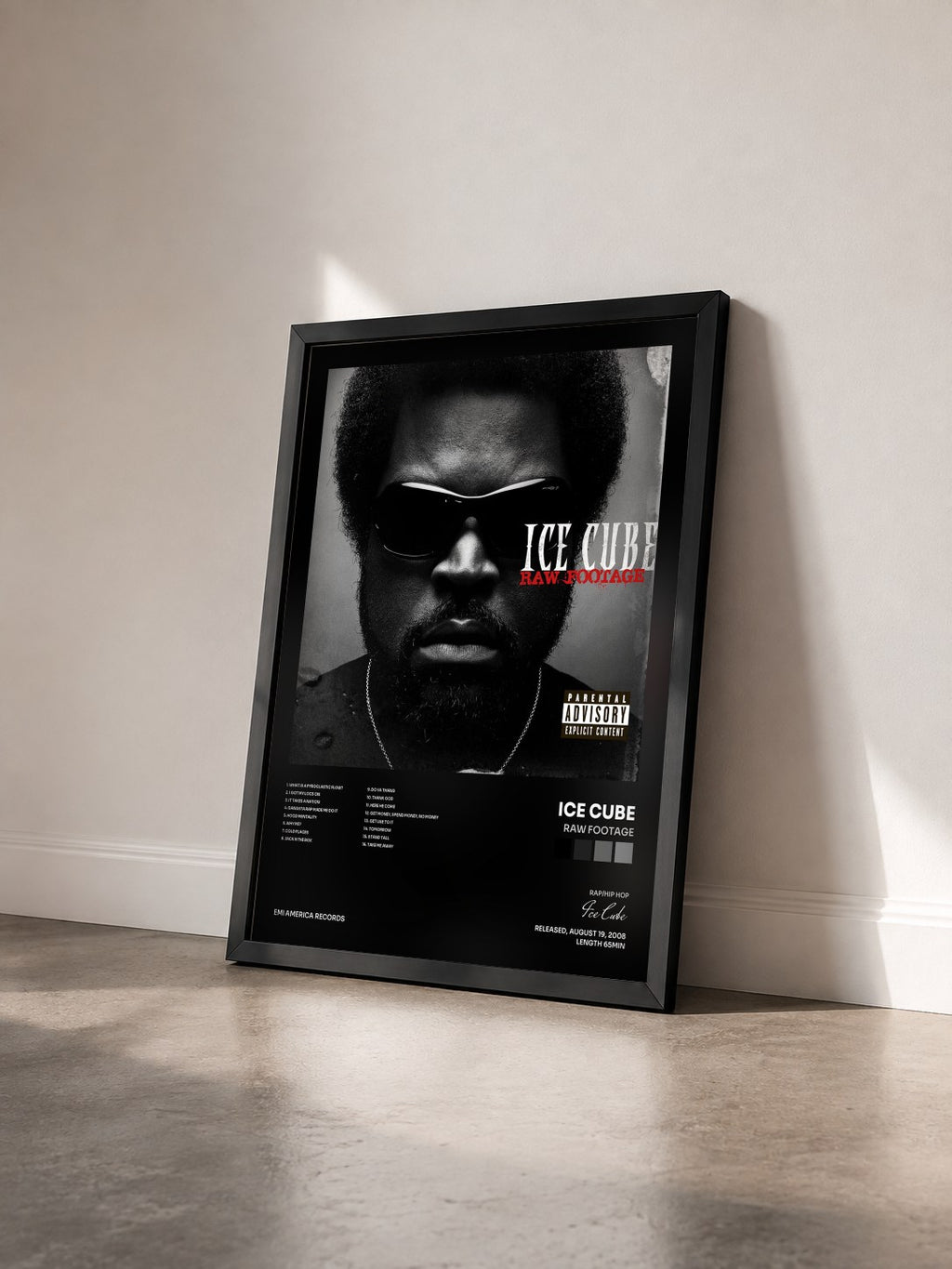 #noir Raw Footage de Ice Cube en lámina enmarcada vista de tres cuartos, marco negro