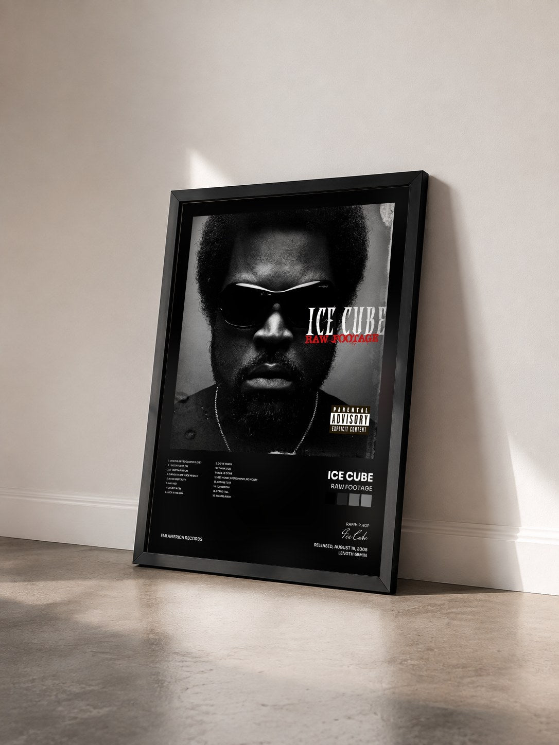 #noir Tableau de l'album Raw Footage de Ice Cube vu de trois quarts, cadre noir