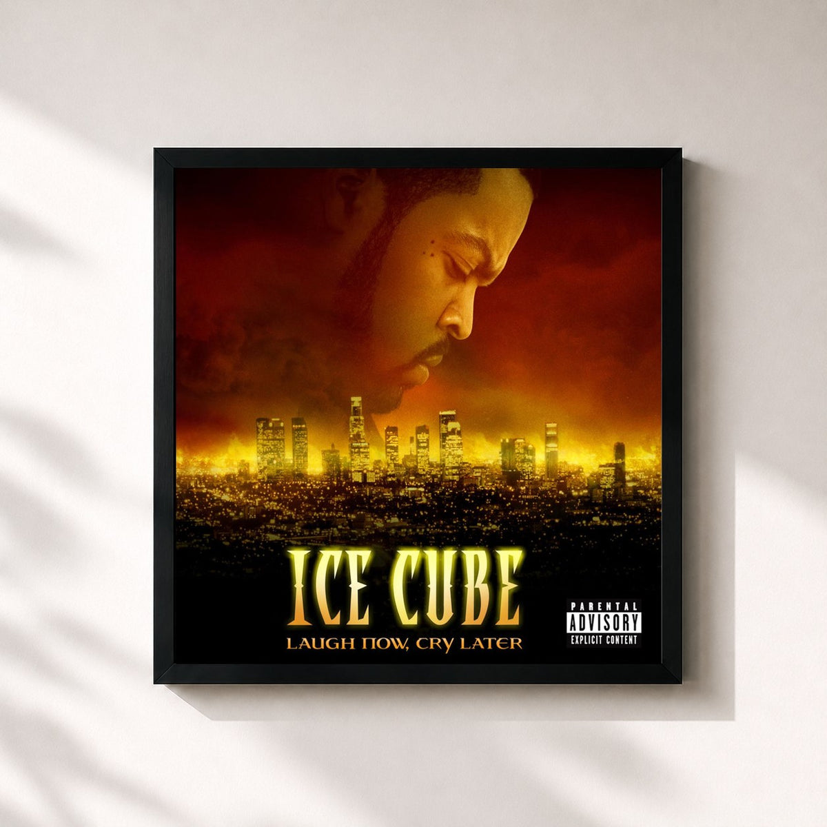 #noir Tableau carré de l'album Laugh Now, Cry Later de Ice Cube, cadre noir 32x32 cm