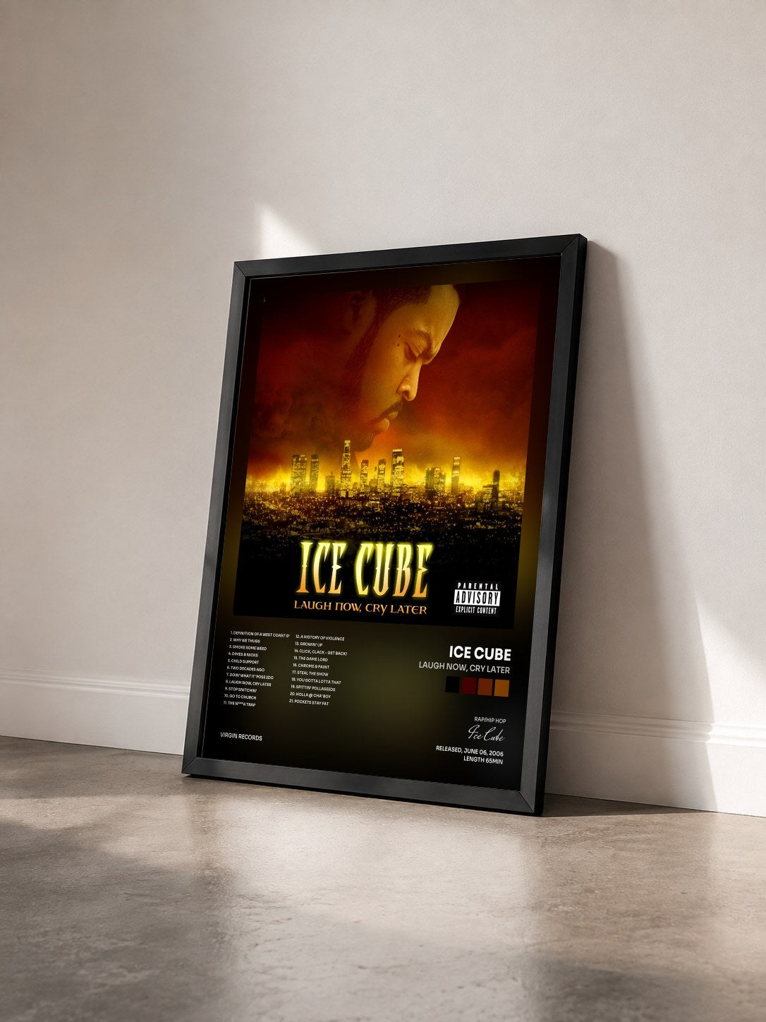 #noir Tableau de l'album Laugh Now, Cry Later de Ice Cube vu de trois quarts, cadre noir