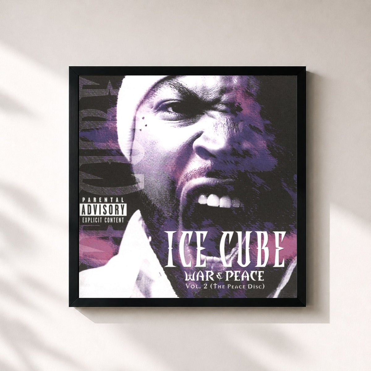 #noir Tableau carré de l'album War & Peace Vol. 2 (The Peace Disc) de Ice Cube, cadre noir 32x32 cm