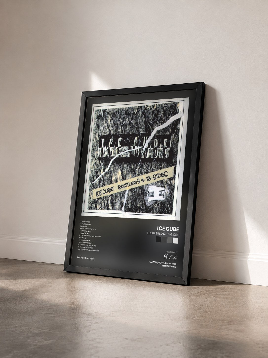 #noir Tableau de l'album Bootlegs And B-Sides de Ice Cube vu de trois quarts, cadre noir