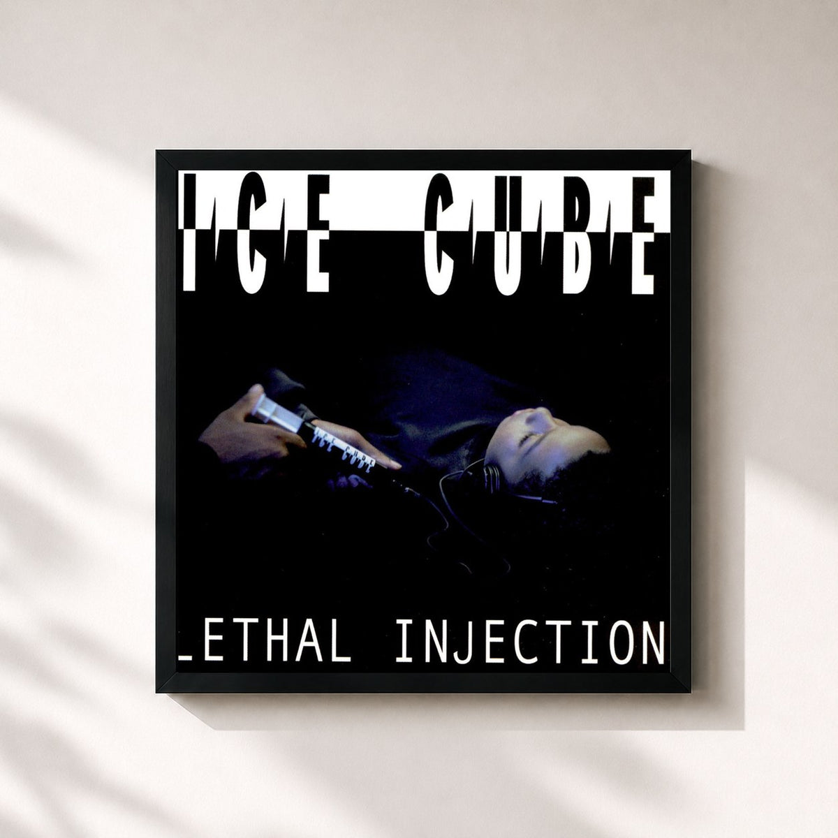 #noir Tableau carré de l'album Lethal Injection de Ice Cube, cadre noir 32x32 cm